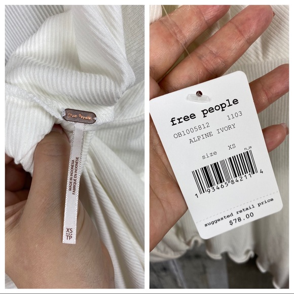 Free People Shimmy Shake Top Ivory Size XS New! - Picture 7 of 8